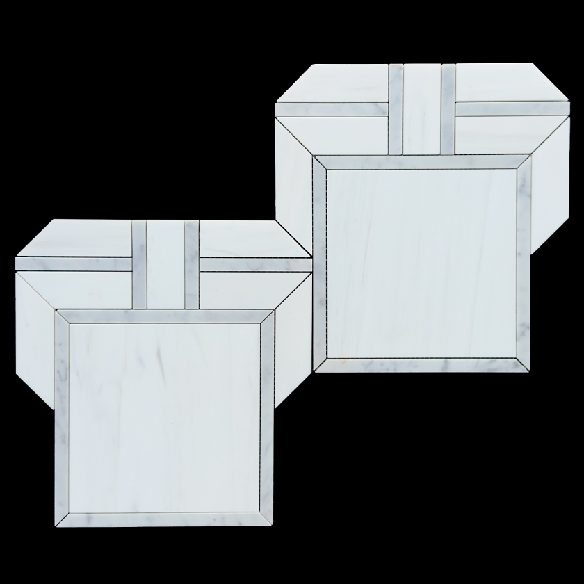 Myrtle Carrara marble mosaic bianco dolomite and bianco carrara lot image showing natural variation | The Mosaic Shop