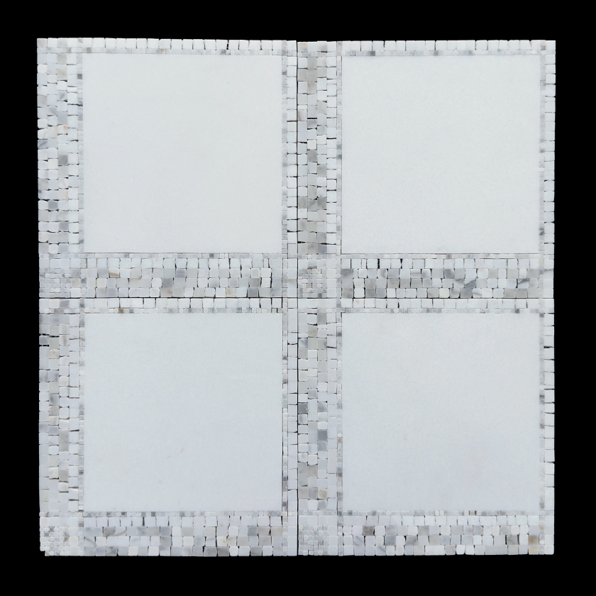 Provence Calacatta Gold and Thassos marble mosaic lot image showing natural variation | The Mosaic Shop