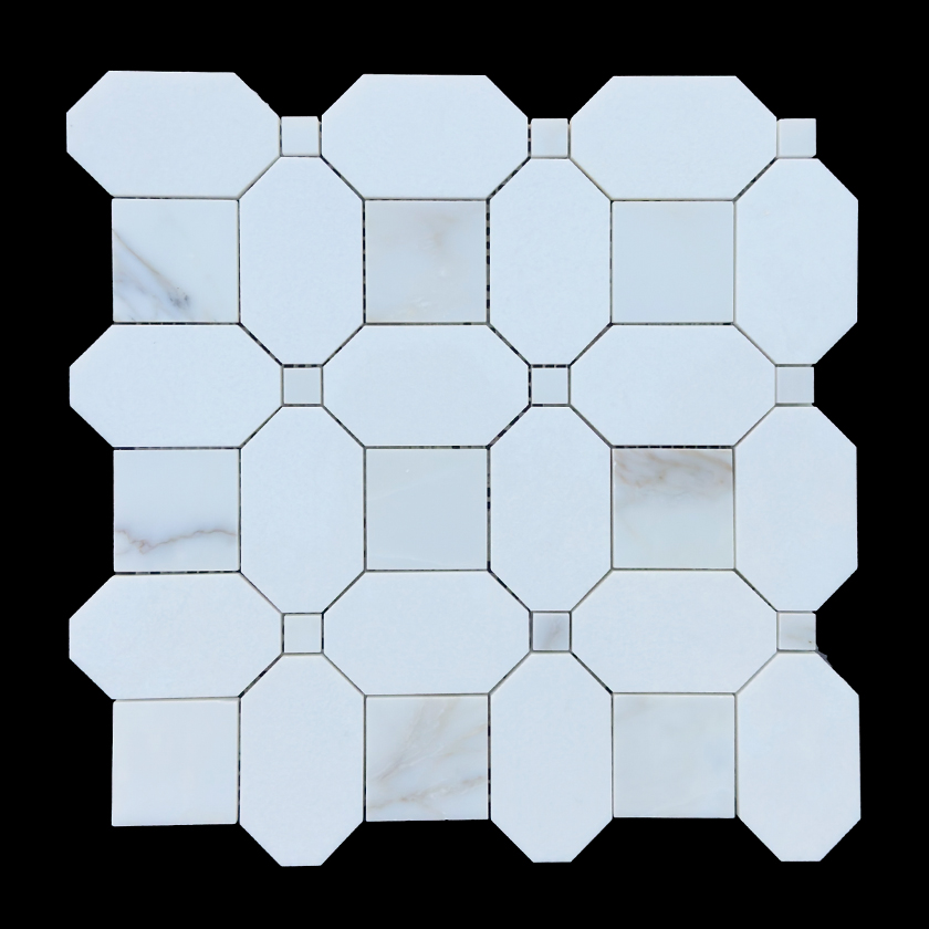 Seabreeze Calacatta Gold and thassos marble mosaic lot image showing natural variation | The Mosaic Shop