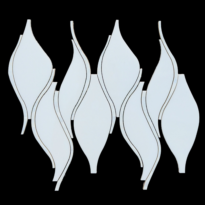 Seaside White mother of pearl and thassos marble mosaic lot image showing natural variation | The Mosaic Shop