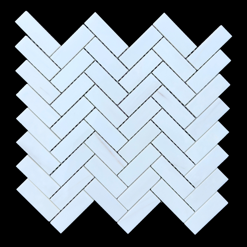 Bianco Dolomite 1x3 herringbone lot image showing natural variation | The Mosaic Shop