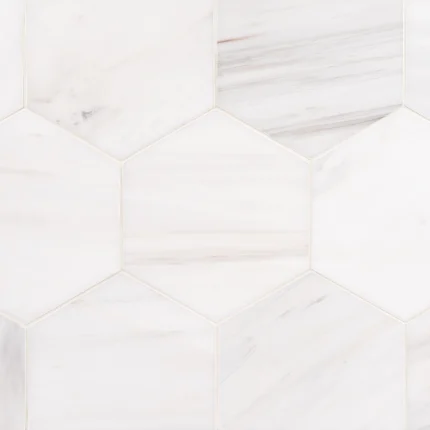 Bianco Dolomite 5x5 polished hexagon marble mosaic tile | The Mosaic Shop