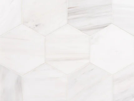 Bianco Dolomite 5x5 polished hexagon marble mosaic tile