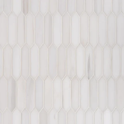 Bianco Dolomite 1x4 polished picket marble mosaic tile | The Mosaic Shop