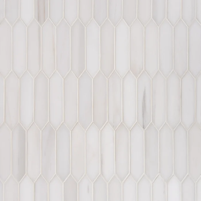 Bianco Dolomite 1x4 polished picket marble mosaic tile | The Mosaic Shop