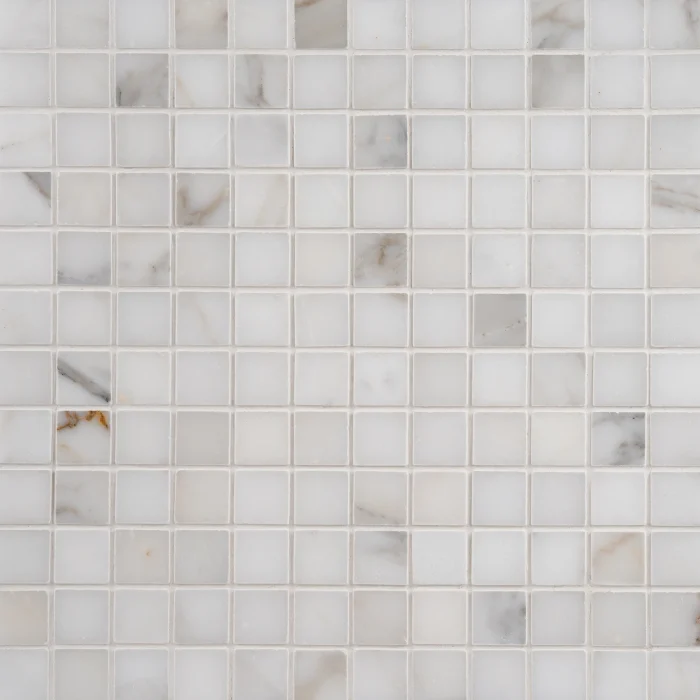 Calacatta Gold 1x1 honed marble mosaic tile