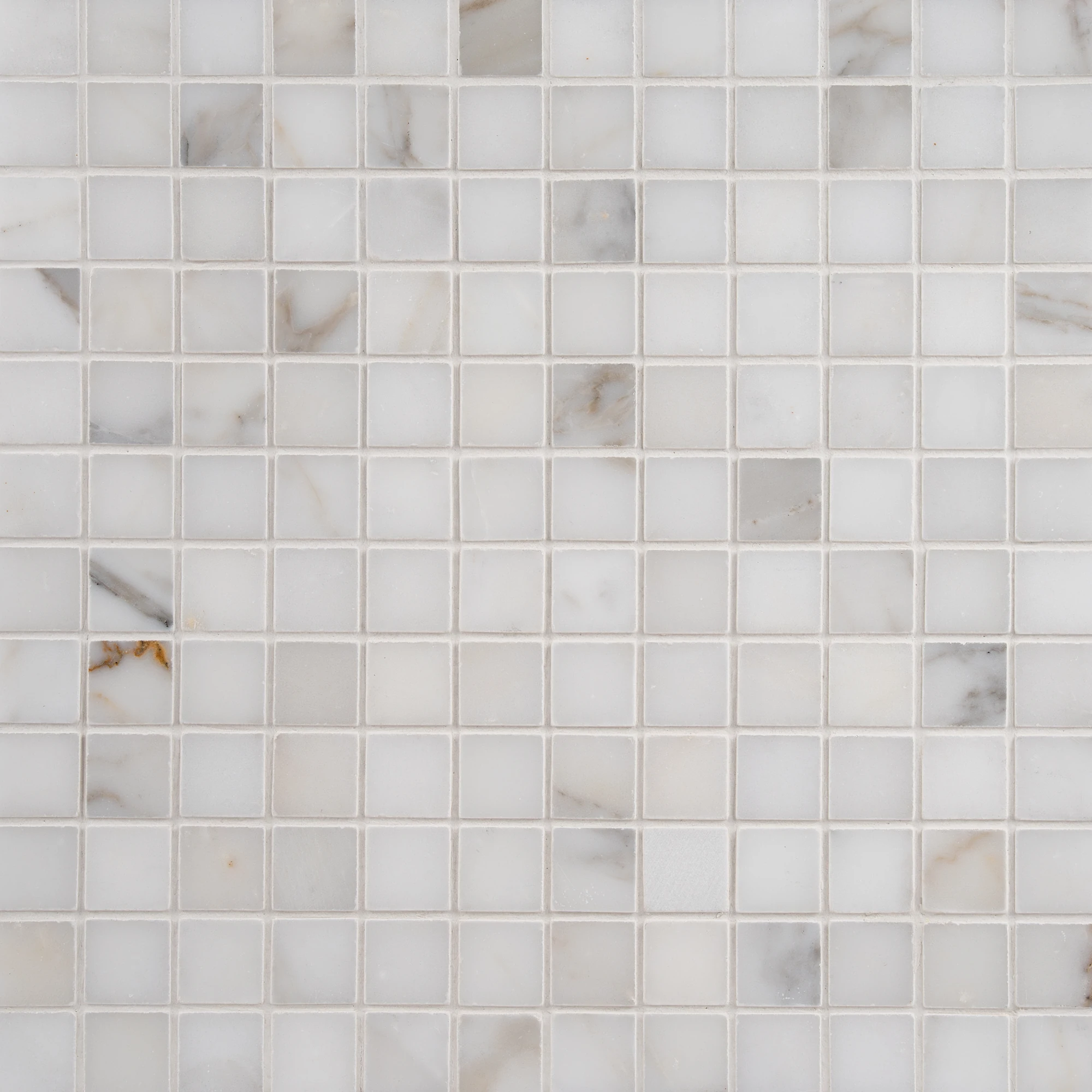 Calacatta Gold 1x1 honed marble mosaic tile