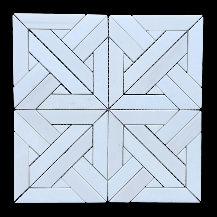 Crossroad white thassos and bianco dolomite marble mosaic lot image showing natural variation | The Mosaic Shop