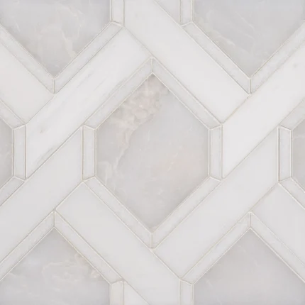 Diamonds in Latea Via Latea Thassos and Bianco Dolomite honed diamond lattice marble mosaic tile | The Mosaic Shop