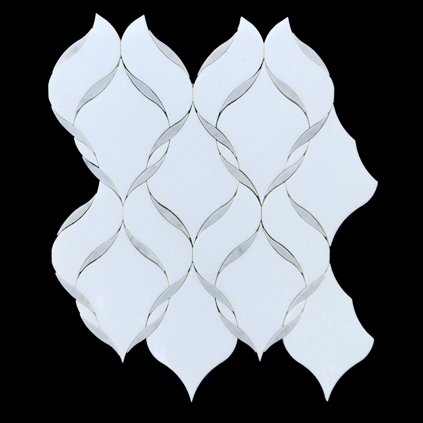 Eva marble mosaic thassos and bianco carrara lot image showing natural variation | The Mosaic Shop
