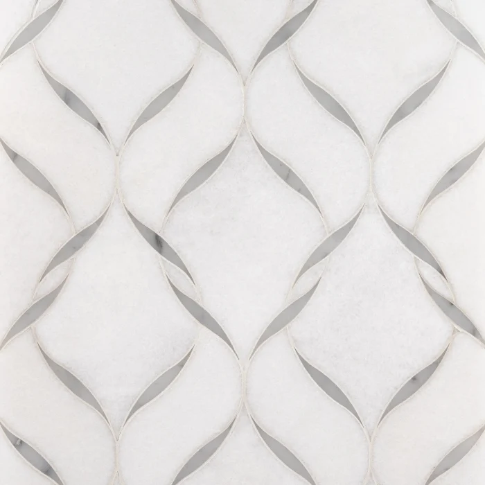 Eva Thassos and Carrara polished waterjet marble mosaic tile | The Mosaic Shop