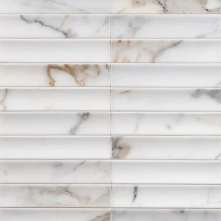 Fluted Calacatta Gold honed three-dimensional marble mosaic tile | The Mosaic Shop