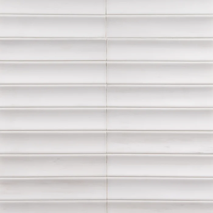 Fluted Bianco Dolomite honed three-dimensional marble mosaic tile | The Mosaic Shop