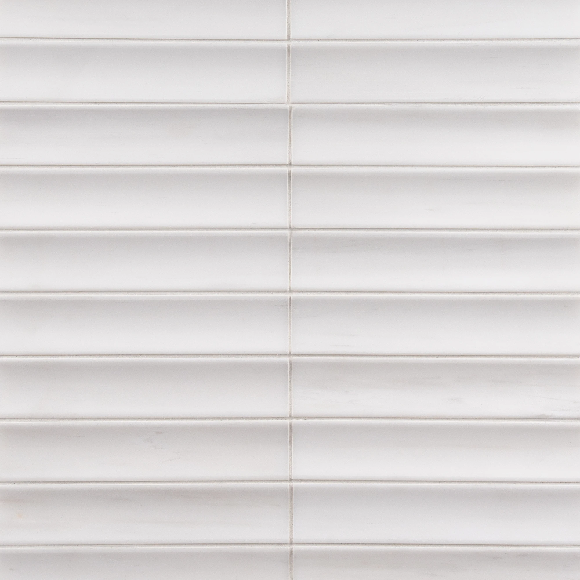 Fluted Bianco Dolomite honed three-dimensional marble mosaic tile | The Mosaic Shop