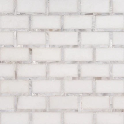 New York Brick White Thassos marble and white mother of pearl mosaic tile | The Mosaic Shop