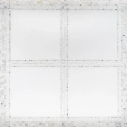 Provence Calacatta honed Thassos and polished Calacatta Gold broken joint marble mosaic tile | The Mosaic Shop