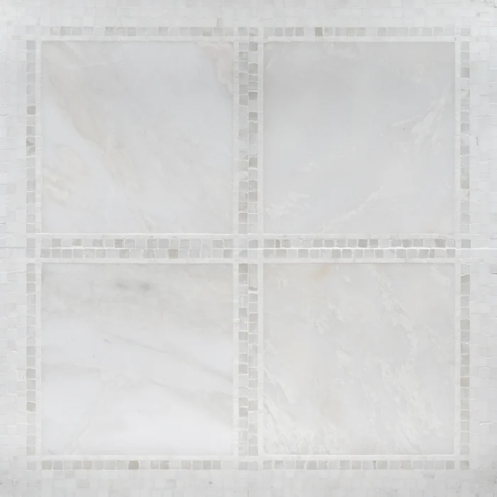 Provence Latea honed Via Latea and polished Bianco Dolomite broken joint marble mosaic tile | The Mosaic Shop