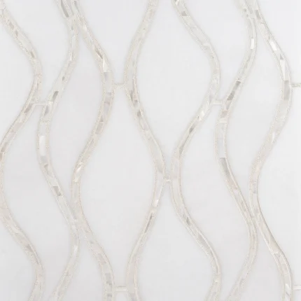 Seaside White Thassos and white mother of pearl polished free-form marble mosaic tile | The Mosaic Shop