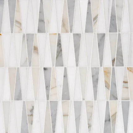 Surfside mixed marble mosaic tile in Dolomite Calacatta Gold Carrara and Thassos | The Mosaic Shop