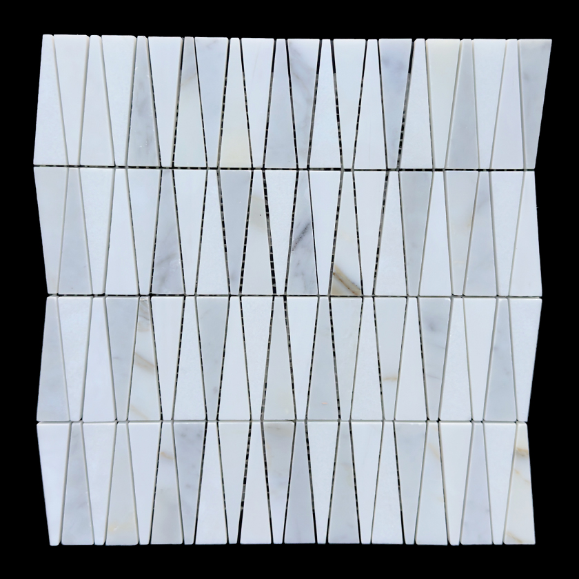 Surfside calacatta gold, thassos, bianco carrara marble mosaic lot image showing natural variation | The Mosaic Shop