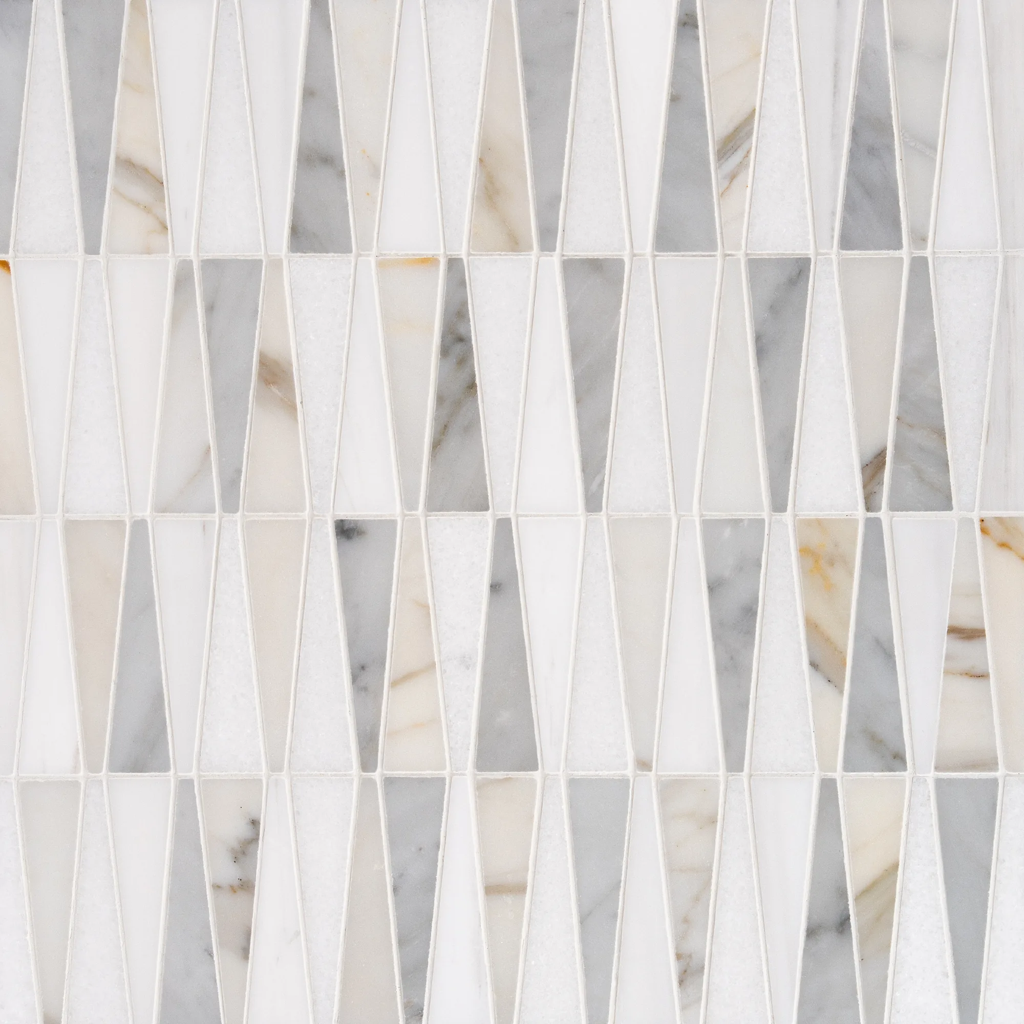 surfside-marble-mosaic Surfside mixed marble mosaic tile in Dolomite Calacatta Gold Carrara and Thassos | The Mosaic Shop
